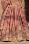 Shop_Kritika Dawar_Blush , Organza Pearls, Zari, Embroidery V-neck Lehenga Set _Online_at_Aza_Fashions