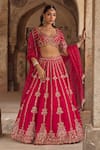 Shop_Kritika Dawar_Magenta , Organza Diamonds, Pearls, Zari Embroidered Lehenga Set _Online_at_Aza_Fashions