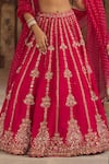 Kritika Dawar_Magenta , Organza Diamonds, Pearls, Zari Embroidered Lehenga Set _at_Aza_Fashions