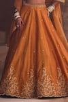 Kritika Dawar_Rust , Organza Sequins, Embroidery Halter Neck Mustard Lehenga Set _at_Aza_Fashions