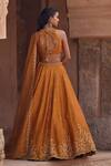 Shop_Kritika Dawar_Rust , Organza Sequins, Embroidery Halter Neck Mustard Lehenga Set _at_Aza_Fashions