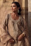 Buy_Kritika Dawar_Gray , Organza Diamonds, Mouse Grey Paisley Kurta Sharara Set _Online_at_Aza_Fashions