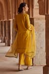 Shop_Kritika Dawar_Yellow , Chanderi, Organza Pearls Mustard Pakistani Style Kurta Set _at_Aza_Fashions