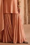 Kritika Dawar_Pink Silk, Tissue Pearls, Sequins V-neck Embroidered Kurta Sharara Set _Online_at_Aza_Fashions