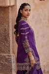 Kritika Dawar_Purple , Organza Pearls, Sequins, Scalloped Kurta Sharara Set _Online_at_Aza_Fashions