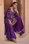 Buy_Kritika Dawar_Purple , Organza Pearls, Sequins, Scalloped Kurta Sharara Set 