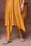 Kritika Dawar_Yellow Silk V-neck Kaftan And Salwar Pant Set _Online_at_Aza_Fashions