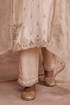 Kritika Dawar_Ivory , Organza Diamonds, Pearls, Sequins, Embroidery Dabka Kurta Set _Online_at_Aza_Fashions