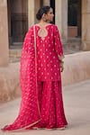 Shop_Kritika Dawar_Magenta , Organza Pearls, Sequins, Embroidery Round Neck Sharara Set _at_Aza_Fashions