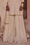 Kritika Dawar_Ivory Silk, Chanderi Embroidery, Metallic Thread Round Neck Zari Gharara Set _Online_at_Aza_Fashions