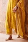 Buy_Kritika Dawar_Yellow Chanderi, Silk Round Neck Dabka Embroidered Kurta Set _Online_at_Aza_Fashions