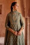 Buy_Kritika Dawar_Green Chanderi, Silk Embroidery Round Neck Dabka Kurta Set _Online_at_Aza_Fashions