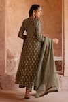 Shop_Kritika Dawar_Green Chanderi, Silk Embroidery Round Neck Dabka Kurta Set _at_Aza_Fashions
