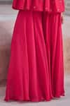 Kritika Dawar_Magenta Silk, Organza Pearls, Embroidery V-neck Peplum Kurta And Sharara Set _Online_at_Aza_Fashions