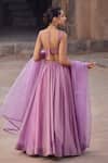 Shop_Kritika Dawar_Lilac Tissue, Silk Organza Sequins, Embroidery V-neck Lehenga Set _at_Aza_Fashions