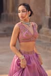 Kritika Dawar_Lilac Tissue, Silk Organza Sequins, Embroidery V-neck Lehenga Set _at_Aza_Fashions