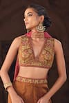 Kritika Dawar_Brown Tissue, Chanderi Embroidery, Zari V-neck Gharara Set _Online_at_Aza_Fashions