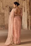 Shop_Kritika Dawar_Pink Organza, Pearls Hand Block Printed Saree Set _at_Aza_Fashions