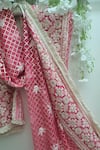 Shop_MONK & MEI BY SONIA ANAND_Pink Net Embroidery Zari Jaal Dupatta _at_Aza_Fashions