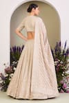 Shop_Sue Mue_Beige , , Cotton, Sequins, Embroidered Lehenga Set _at_Aza_Fashions