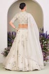 Shop_Sue Mue_Green Organza, Beads, Sequins, Pearls, Floral Lehenga Set _at_Aza_Fashions