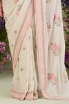 Buy_Sue Mue_Green Georgette Sequins, Beads Round Neck Floral Embroidered Saree Set 