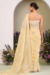 Shop_Sue Mue_Yellow Organza, Sequins, Zari, Beads, Pastel Saree And Corset Blouse _at_Aza_Fashions