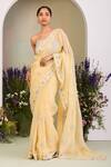 Sue Mue_Yellow Organza, Sequins, Zari, Beads, Pastel Saree And Corset Blouse _at_Aza_Fashions