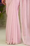 Sue Mue_Pink Sequins, Beads Sweetheart , Round Pastel Embroidered Saree Set _Online_at_Aza_Fashions