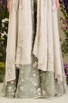 Buy_Sue Mue_Green Silk Organza, Georgette Sequins, Sage Floral Embroidered Sharara Set 