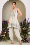 Buy_Sue Mue_Green Silk Organza, Georgette, Crepe Sequins, Beads Ivy Embroidered Anarkali Set _Online_at_Aza_Fashions