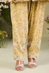 Sue Mue_Yellow Silk Organza, Georgette Sequins, Beads, Cut Embroidered Anarkali Set _at_Aza_Fashions