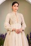 Buy_Sue Mue_White , , Lycra, Crepe, Embroidery, Anarkali Kurta Set _Online_at_Aza_Fashions