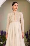 Shop_Sue Mue_White , , Lycra, Crepe, Embroidery, Anarkali Kurta Set _Online_at_Aza_Fashions