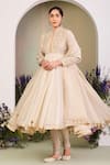 Buy_Sue Mue_White , , Lycra, Crepe, Embroidery, Anarkali Kurta Set _at_Aza_Fashions