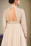Sue Mue_White , , Lycra, Crepe, Embroidery, Anarkali Kurta Set _at_Aza_Fashions