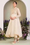 Buy_Sue Mue_White , , Lycra, Crepe, Embroidery, Anarkali Kurta Set 