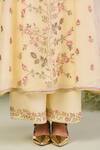 Buy_Sue Mue_Yellow Silk Organza Sequins, Beads V-neck Light Embroidered Anarkali Set _Online_at_Aza_Fashions
