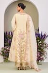 Shop_Sue Mue_Yellow Silk Organza Sequins, Beads V-neck Light Embroidered Anarkali Set _at_Aza_Fashions
