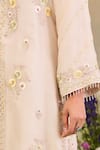 Buy_Sue Mue_Beige Silk Organza Embroidery, Sequins, Beads, Zari V-neck Kurta Set 