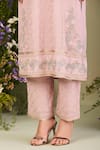 Shop_Sue Mue_Pink Georgette, Silk Organza Beads, Embroidery Keyhole Neck Pastel Kurta Set _Online_at_Aza_Fashions