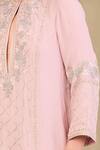 Buy_Sue Mue_Pink Georgette, Silk Organza Beads, Embroidery Keyhole Neck Pastel Kurta Set 