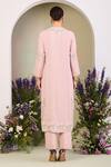 Shop_Sue Mue_Pink Georgette, Silk Organza Beads, Embroidery Keyhole Neck Pastel Kurta Set 