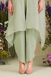 Buy_Sue Mue_Sapphire Silk Organza, Crepe Sequins, Sage Green Embroidered Cape And Pant Set _Online_at_Aza_Fashions