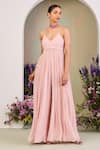 Sue Mue_Pink Chiffon, Silk Organza Sequins, Pearls Pastel Embroidered Jumpsuit And Jacket _Online_at_Aza_Fashions