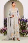 Buy_Sue Mue_Blue Silk, Embroidery Round Neck Ice Kurta Set _at_Aza_Fashions
