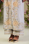 Sue Mue_Blue Silk, Embroidery Round Neck Ice Kurta Set _at_Aza_Fashions