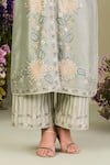Buy_Sue Mue_Green Silk, Silk, Embroidery Round Sage Floral Kurta Set _Online_at_Aza_Fashions