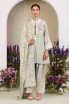 Buy_Sue Mue_Green Silk, Handloom Cotton, Embroidery, Appliqué Kurta Set _at_Aza_Fashions