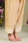 Sue Mue_Yellow Chanderi, Silk Applique, Embroidery Mandarin Pastel Appliqué Kurta Set _Online_at_Aza_Fashions